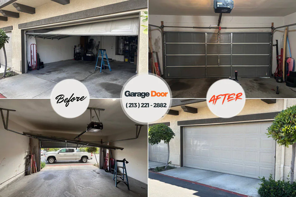 Before and after: garage door repair Wautoma, WI
